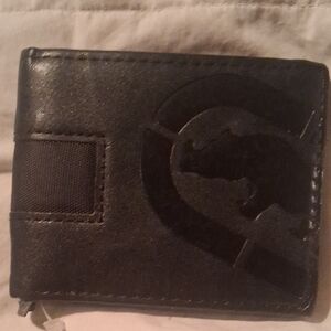Ecco Black Leather Wallet with Embossed Pattern
